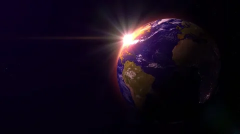 The sun is shining behind the earth - motion video background animation Stock Footage 66483147