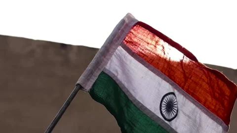 Sun is shining behind the Flag. 26 January Republic day ,15 August Independen Stock Footage 168402073