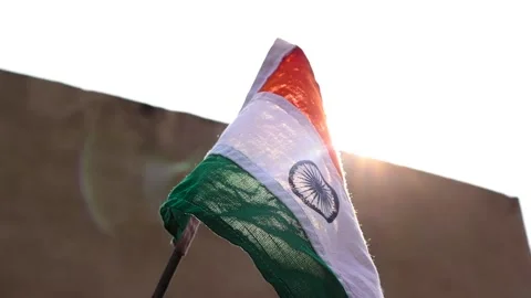 Sun is shining behind the Flag. 26 January Republic day ,15 August Independen Stock Footage 168402168