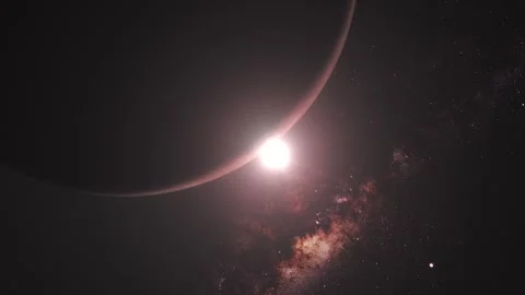 Sun shining on the edge of a big planet Stock-Footage 240433178