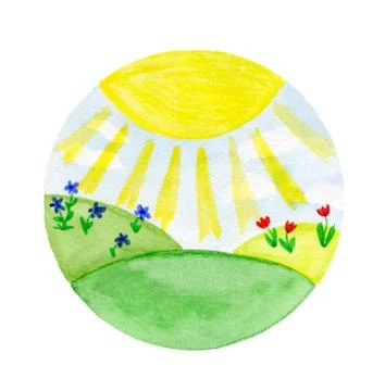 The sun shining on the fields Stock Illustration