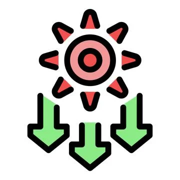 Sun shining light beams generating solar energy icon Stock Illustration