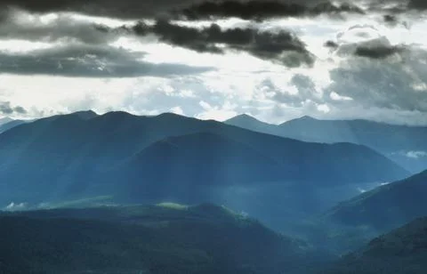 Sun Shining Mountains Stock Photos