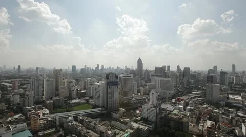 Sun is shining over Bangkok City Skyline Stock Footage