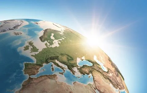 Sun shining over the Earth Stock Illustration