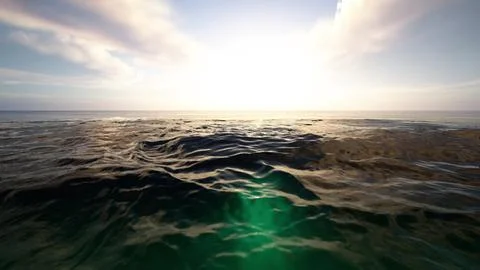 Sun Shining Over Ocean Stock Illustration