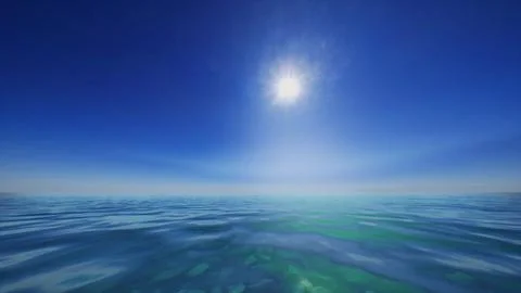 The sun is shining over the ocean water Stock Illustration