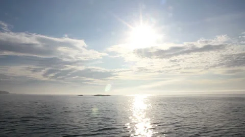 Sun Shining Over Open Ocean on an Early Summer Morning, Maine Stock Footage 25477868