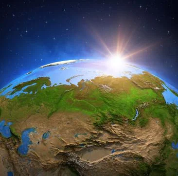 Sun shining over Siberia Stock Illustration
