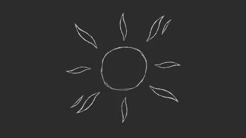 The sun is shining. Real hand-drawn animation white on transparent background. Stock Footage 130757801