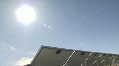 Sun Shining on Solar Panels Video stock 19140466
