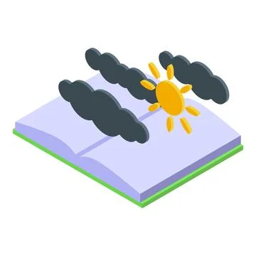 Sun shining through clouds over open book icon Stock Illustration