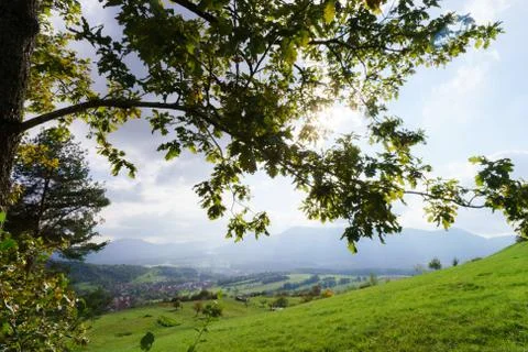 Sun shining through the clouds Foto stock
