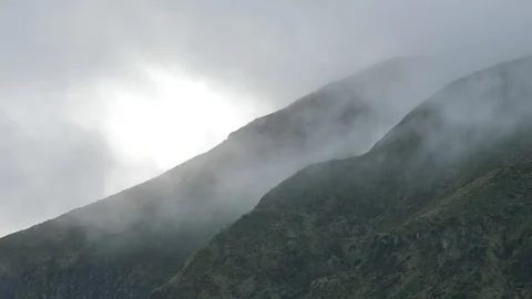 Sun Shining Through Fast Moving Clouds, Lagoa Do Fogo, Sao Miguel, Azores Stock Footage 90512627