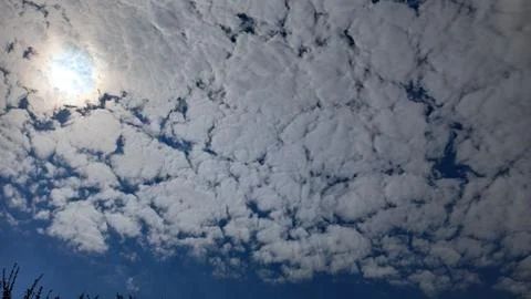 Sun Shining Through Textured Altocumulus Clouds 스톡 사진