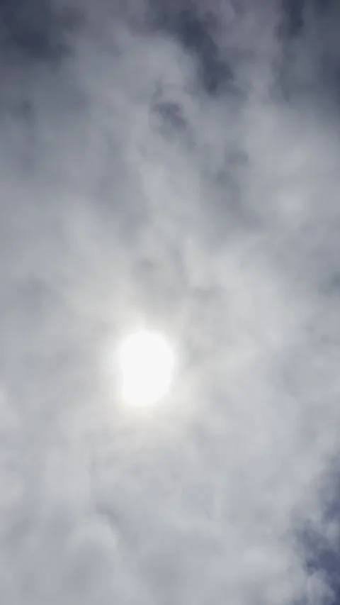 Sun Shining Through Thin Gray Clouds Vídeo Stock 345844928