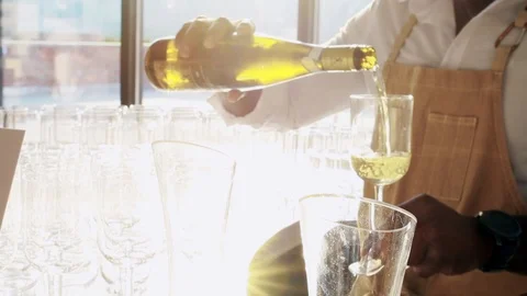 Sun Shining Through White Wine Stock Footage 94267649
