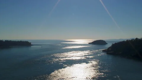 Sun Shining on Water Deception Pass, WA, USA Stock Footage 92628342