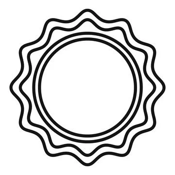 Sun shining with wavy rays, simple black and white line art icon Illustrazione stock