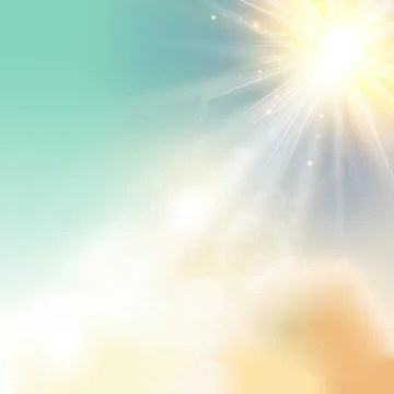 The sun shiny sunlight from the sky nature with lens flares vector Stock Illustration