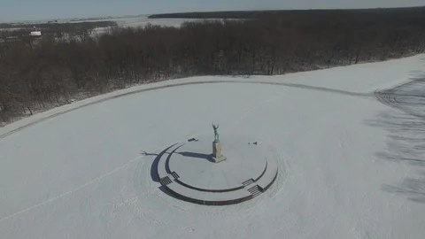Sun Singer statue in Snow at Allerton Park [Orbit Right]1 (color corrected) Video stock 128506326