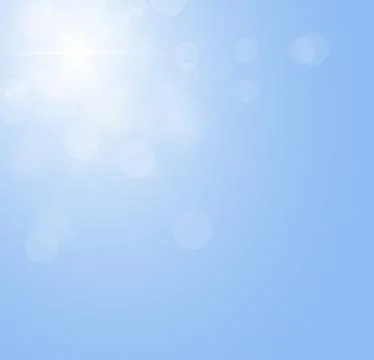 Sun is sining on the blue sky without clouds. illustration of the sunbeam. Stock Illustration