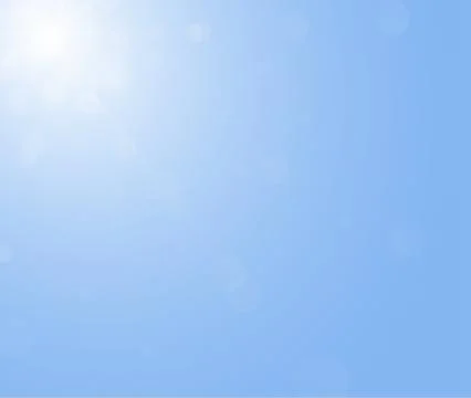 Sun is sining on the blue sky without clouds. illustration of the sunbeam. Stock Illustration