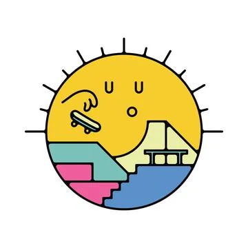 Sun skate graphic illustration vector art t-shirt design Stock-Illustration