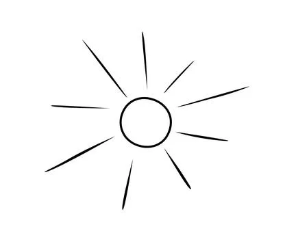 Sun sketch doodle icon. Vector illustration of a cartoon sun with rays, iso.. Stockillustratie