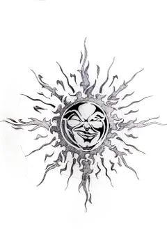 Sun, sketch of tattoo Stock Illustration