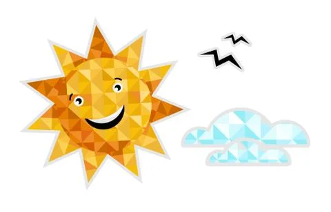 Sun in sky isolated vector icon Stock Illustration
