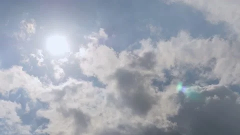 Sun in the sky with many clouds in the day, rainy day Stock Footage 168245982