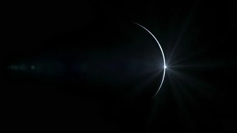 Sun slowly Rises and illuminates the Moon in space creating a thin bright Rim Stock Footage 127717480