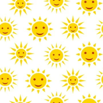 Sun smile seamless pattern summer print vector Stock Illustration