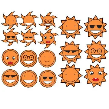 Sun smile vector set Stock Illustration