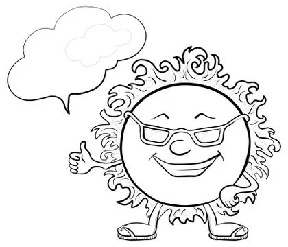 Sun smiley with glasses, contours Stock Illustration