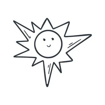 Sun smiling simple hand drawn isolated illustration Stock Illustration