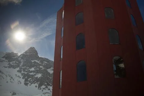 Sun snow and architecture Stock Photos