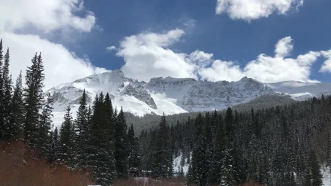 Sun Snow Mountain Pine Tree Stock Footage 156940888