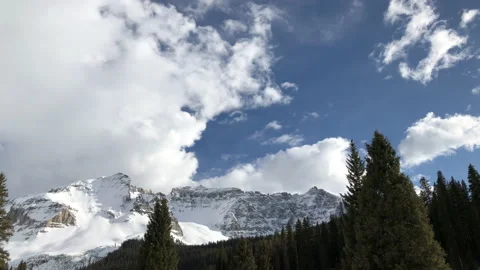 Sun Snow Pine Tree Mountain Blue Sky Stock Footage 156941310