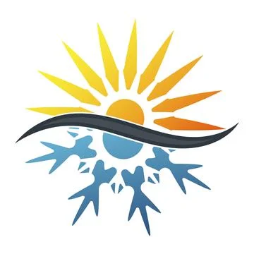 Sun snowflake and wave air flow symbol Stock Illustration