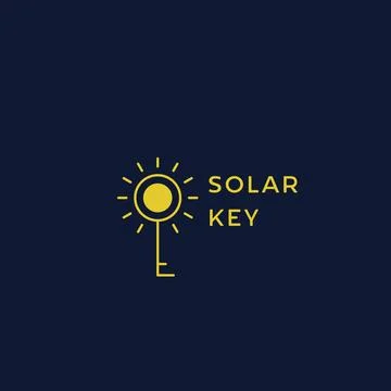 Sun solar bright key lock company creative logo design illustration. Stock Illustration