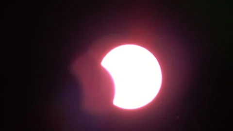 Sun solar eclipse on daytime by glasses protect light sunny Stock Footage 141008400