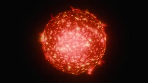 Sun with solar flares. Still camera view. 3d animation render Stock Footage 281211309