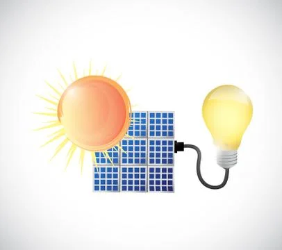 Sun, solar panel and energy illustration Stock Illustration
