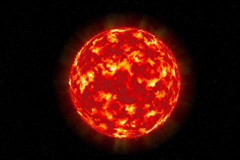 Sun solar surface texture sphere illustration isolated on a celestial backgro Fotos de archivo