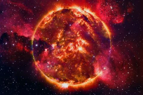 Sun. Solar System. Elements of this image furnished by NASA Foto stock
