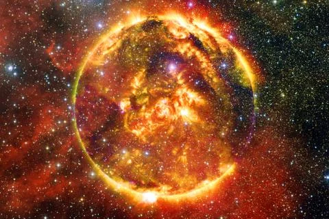 Sun. Solar System. Elements of this image furnished by NASA Foto stock