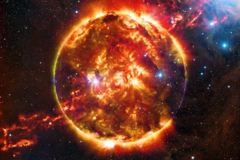 Sun. Solar System. Elements of this image furnished by NASA Foto stock