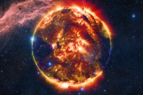 Sun. Solar System. Elements of this image furnished by NASA Foto stock